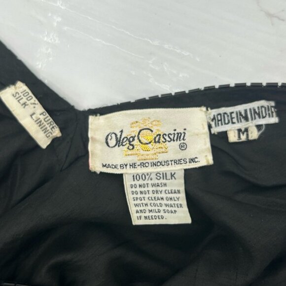 VTG 80s OLEG CASSINI Beaded silk Long-Sleeve Shirt - Picture 5 of 5